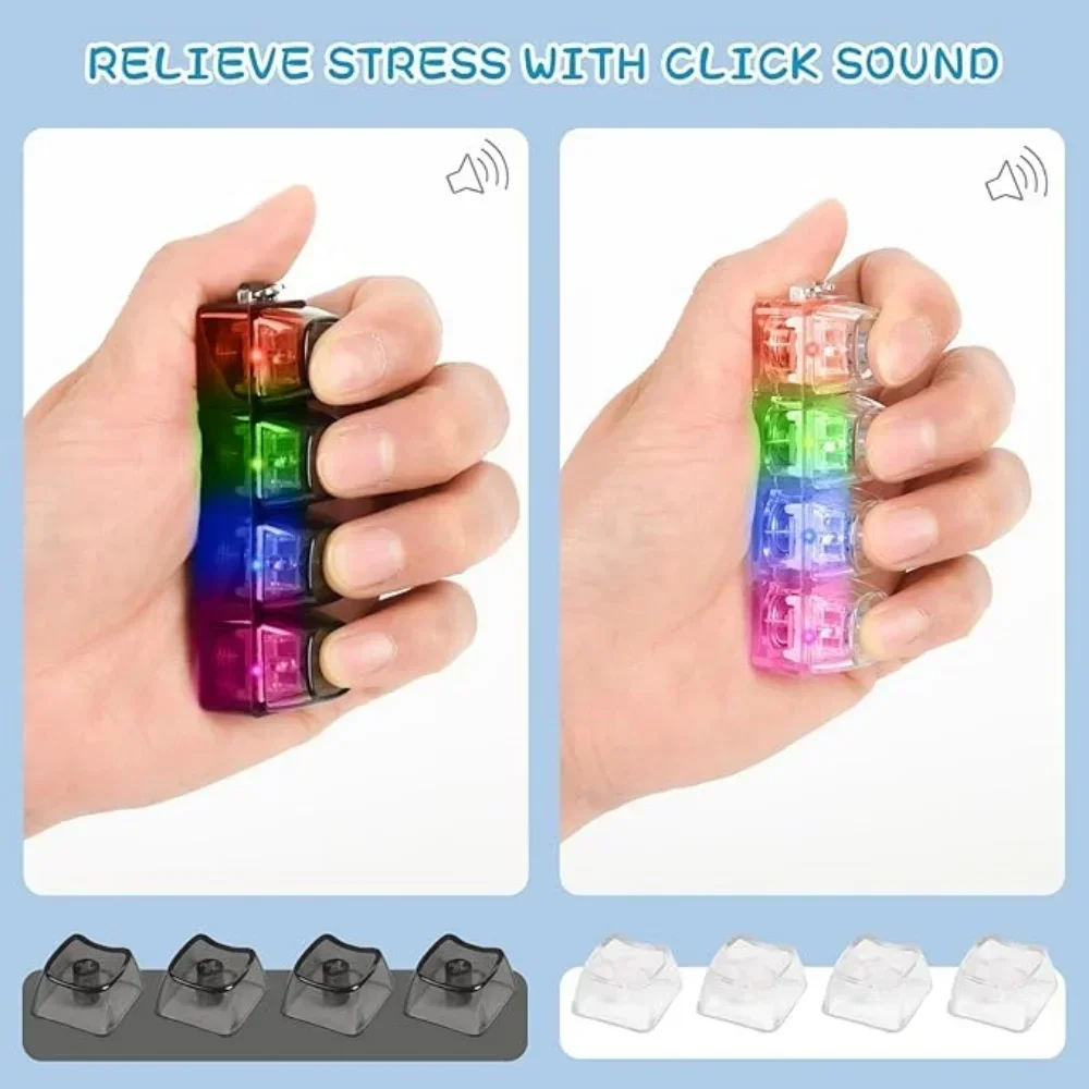 Office Tech And Gadgets - 1 Stück LED-Tastatur-Tastenkappe Stressabbau-Schlüsselanhänger 4-Tasten-Fidget-Tool für
