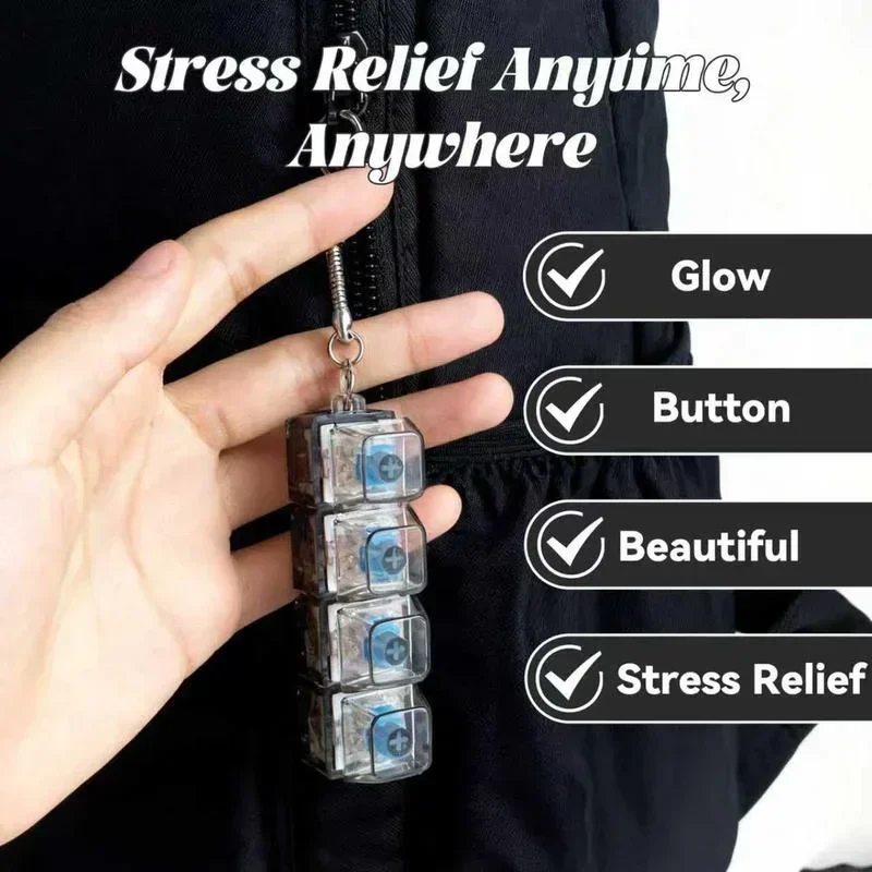 Office Tech And Gadgets - 1/2 Stück LED-Tastatur-Keycap Stressabbau-Schlüsselanhänger 4-Tasten-Fidget-Tool für