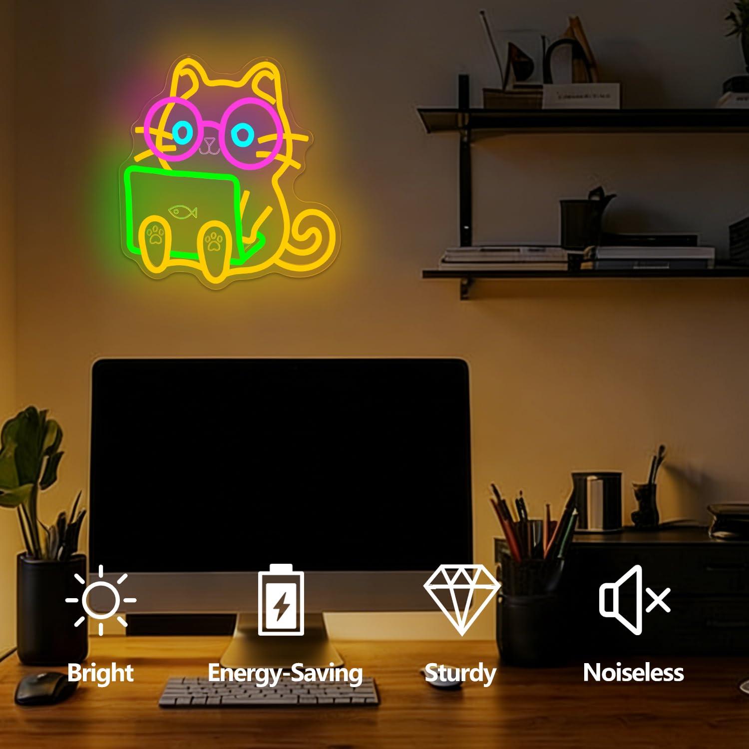 Katzen-Laptop-Neon-Schild, USB – The Office It Tech Bewertung und Preis