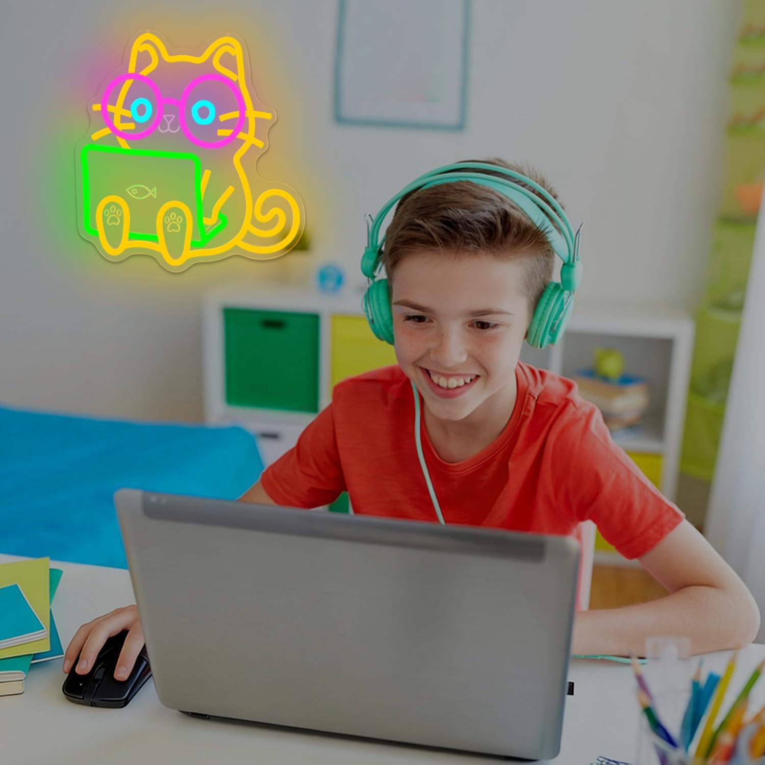 Katzen-Laptop-Neon-Schild, USB – The Office It Tech Bewertung und Preis
