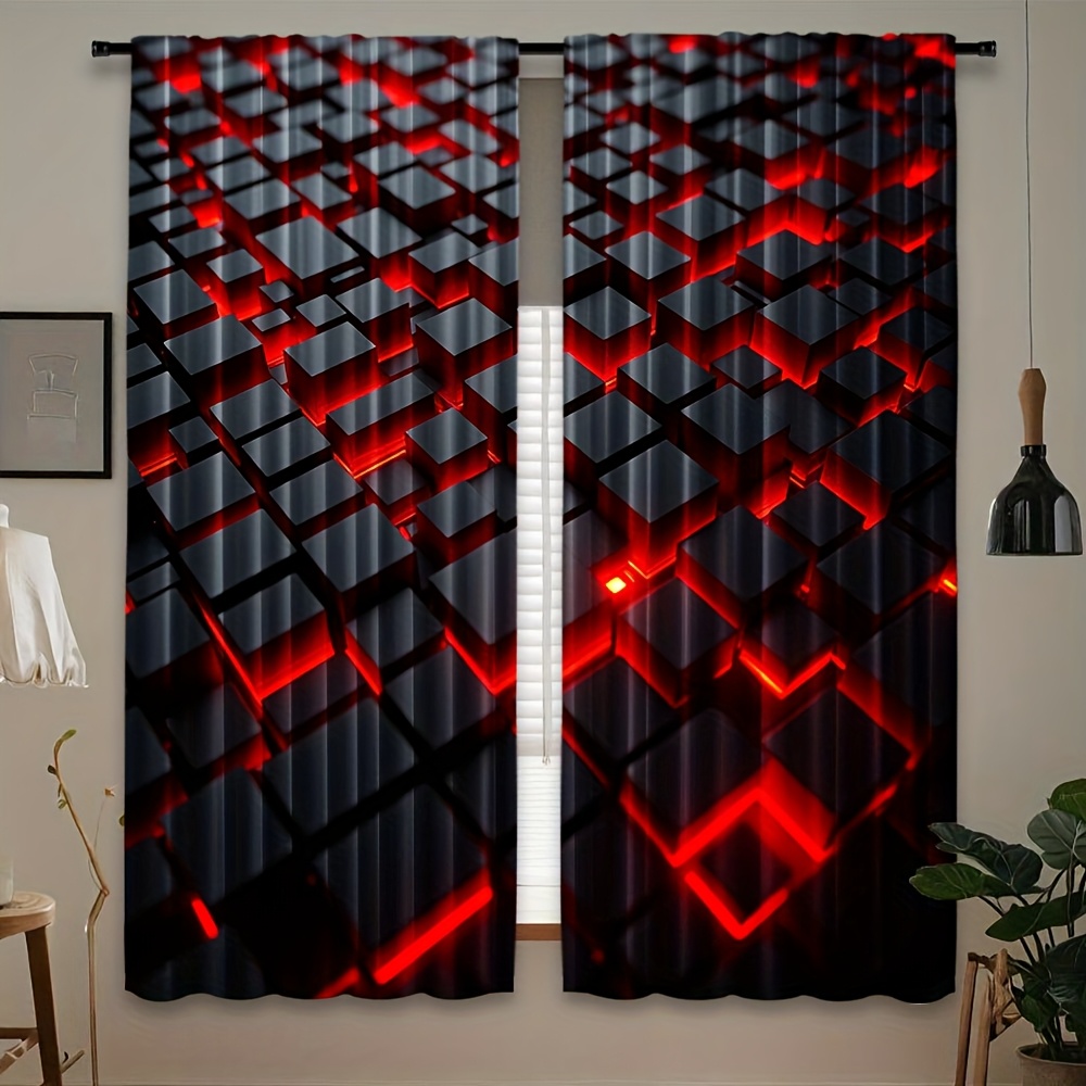 2 Stück Geometrische Vorhänge  – Office Tech Room Bewertung und Preis